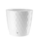 B2C Flowerpot Round Plastic plant pot Crystal Modern Decorative Small Medium Large 7 sizes 9 coolours (White, 14 cm)