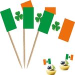 Ireland Irish Shamrock Toothpick Flag Saint Patrick's Day Clover Small Mini Cocktail Fruit Cupcakes Toppers Food Stick Flags Decorations,100 Pack