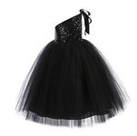 ekidsbridal One-Shoulder Sequin Tutu Flower Girl Dress Wedding Pageant Dresses Ball Gown Tutu Dresses 182 2 Black