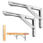 Folding Shelf Brackets 24 Inch of 2 Pack Max. Load 550 lb Heavy Duty Shelf Brackets Stainless Steel DIY Wall Mounted Space Saving for Table Work Bench