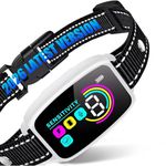 Dog Bark Collar for Large Medium Small Dogs,Smart Anti Barking Device with 4 Training Modes,Rechargeable IP67 Waterproof Barking Collar with 8 Adjustable Sensitivity (White)
