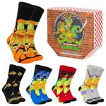 Teenage Mutant Ninja Turtles Mens Socks - Pack of 5 Crew Socks for Men Teenagers Soft Breathable Size 6-10 Gifts for Him