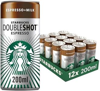 Starbucks® - Doubleshot Espresso - Canettes 12 X 200 ml - Café Double Espresso au Lait Prêt-À-Boire - Vendu En Lot de 12