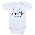 Cousins Baby Clothes My Cousins Love Me Cute One Piece Baby Shirt (18mo-Short Sleeve, Blue Text)