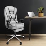 Kepler Brooks Office Chair | 3 Years Warranty | Chairs for Office Work, Chair for Office Work at Home, Diwali Gifts, Boss Chair, Padded Arms & Leg Rest, Wooden Frame (Italia Pro - Grey)