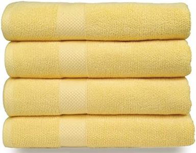 MAURA Premium Bath Towels 100% Cotton 27x54 Ultra Absorbent Quick Dry 4 Pack Soft Terry Bath Towels Set for Bathroom, Hotel and Spa Quality, Yellow