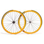 Quella 700C Yellow Single Speed 40mm Deep-V Fixie Flip-Flop hub Wheels