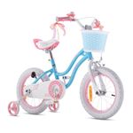 Royalbaby Stargirl Bike, Girl's Bike, 12 14 16 18 Inch Wheels, Pink or Blue (Blue, 14 Inch with Training Wheels)