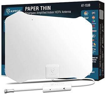 TV Antenna,ANTOP Super Thin HDTV Digital Indoor Antenna Smartpass Amplifier 360 Reception Support 4K 1080p VHF UHF Free Television Local Channels 4G LTE Fliter,10ft Longer Coax Cable