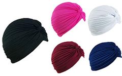 5 Women Stretchy Turban Chemo Cap Bennie Head Wrap Headwear