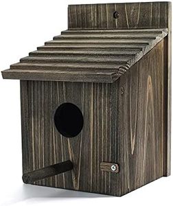 Bird Houses Black Wooden Bird House Wood Bird House for Outside with Pole for Finch, Bluebird, Cardinals, Hanging Birdhouse Garden Country Cottages Bird Box House