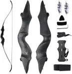 30-45lbs Black Hunter Recurve Bow 60" Right-Handed Bow Ergonomically Designed for Comfortable Grip Suitable for Beginners and Longbow Enthusiasts to Train Or Hunt (30LB)