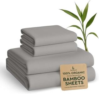 BAMPURE 100% Organic Bamboo Sheets King Set - 4PC Breathable Cooling Deep Pocket King Size Bed Sheets - Ensemble Draps Lit King Bambou - Luxury Bedding Set Fitted Sheet & Pillowcases (Light Gray)