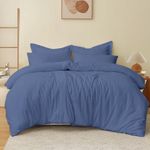 eBeddy Linens Duvet Cover Set Super King 108x98 Inch 100% Microfiber Soft and Breathable 3 Pieces Premium Comforter Cover Zipper Closure & Corner Ties, Lake Blue Solid