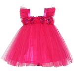 PINK WINGS Baby Girl Net Tulle Knee Length Tutu Frock with Headband (3-6 Months, Magenta)