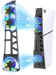 SOTY Cooling Fan For Ps5 Slim, Automatic Temperature-Controlled Cooling Fan with RGB Lighting,Efficiency Cooling System，3-Modes (Temperature Control, Normal, Off)，USB 3.0 Port，Black (STP5-3538S)