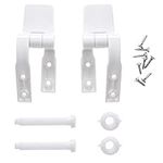 Canomo Universal White Plastic Toilet Seat Hinges Replacement with Bolts Screw and Nuts for Toilet Seats Lids, 1 Pair