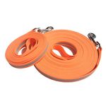 Long Leash for Dogs - Strong, Waterproof, Dirt Resistant Long Lines for Training & Safety on Adventures (15mm x 10 feet, Neon Orange with Reflective Strip)