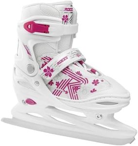 ROCES Jokey Ice 3.0 Girls Ice Skates – Size Adjustable Youth Ice Skates with Thermal Insulation, Comfort Padding & Secure Buckle System, Versatile Beginner Ice Skates - White/Pink