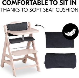 hauck Beta+ Wooden High Chair – Whitewashed Adjustable Seat