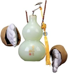 Jefuzh 平安如意琉璃玉花瓶摆件 Feng Shui Figurine Home Office Decor Chinese Gifts Ceramic Vase Trendy Home Living Room Entryway Decorative新房客厅酒柜玄关创意家居装饰品乔迁礼品 8980