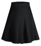 GRACE KARIN Skirts for Women UK Elasticated Waist Midi Flowy Skirt Pleated Swing Skirt Black L