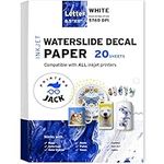 Waterslide Decal Paper for White Surfaces, 8.5x11", 20 Sheet Count, for Inkjet Printers