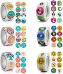 3000 PCS Reward Stickers for Teachers Cartoon Animals Stickers Fun Stickers Reward Stickers for Teacher Encourage Student Round Reward Sticker for Kid (1 Inch, 6 Rolls, 500 Labels/Roll)