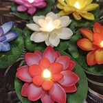 Pack of 6, Mixed Color Lotus-Warm White LED, Water Floating Lily Flower, Flower Night Lamp for Pool Garden Fish Tank Wedding Or Party Decoration