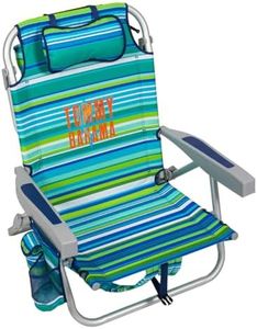 Tommy Bahama 2 Pack Backpack Beach Chair 5 Position Chair, Including Lay Flat (Green Stripes)