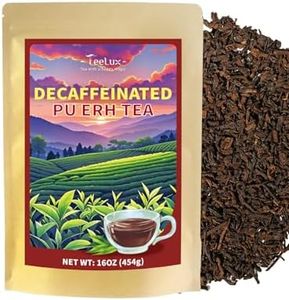 TeeLux Decaf Pu erh Tea Loose Leaf, Naturally Aged Yunnan Decaffeinated Ripe Pu erh Tea, Smooth & Mellow Flavor, 16oz