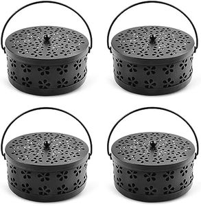 Hibekol 4 Pieces Mosquito Coil Holder Incense Coil Burner Indoor Outdoor Camping Use Portable Mosquito Repellent Coil Holder Incense Burner Holder (Black Blossom)