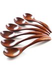 Wood Spoon for Eating, BALLADCRAFT 6-Piece Wooden Spoons, 7 inch Handmade Natural Asian Wooden Spoons for Soup Coffee Salad Desserts Chips Snacks Cereal and Fruit