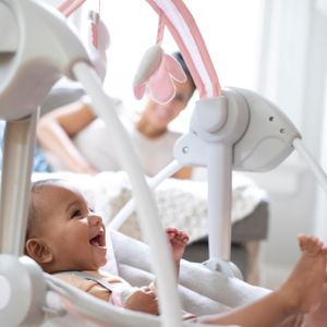 Ingenuity Comfort 2 Go Baby Swing – Portable, Pink
