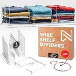 Tall White Wire Shelf Dividers for Closet Organization – Sturdy and Easy Set-Up Closet Shelf Dividers with Bonus Rose Gold Hanger (12 inch Wire Shelves, 8-Pack)