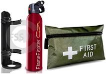 Introductory Offer ON Premium FSS UK 500g FIRE Extinguisher with 5 Year Warranty & 1ST AID KIT Ideal CAR Home Travel CARAVANS Trucks Taxi ABC Dry Powder FIRE Extinguisher with First AID KIT