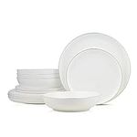 Stone Lain Gabrielle Bone China Dinnerware Set, 12-Piece Service for 4, White and Gold