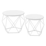 VASAGLE Round Coffee Table, Set of 2, Side Table, Sofa End Table, Modern Style, Removable Top, Steel Frame, for Living Room, Snow White and Cloud White LET040W46