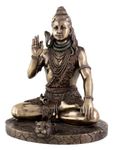 CraftVatika God Figurine Lord Shiva Idol Blessing Sitting Pose Statue Handmade Sculpture (Brown)