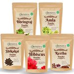 Amla Reetha Shikakai, Bhringraj and Hibiscus Powder for Hair (Pack of 5, 50g each, Total 250g Pack)