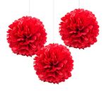 AimtoHome Red Tissue Paper Pom Poms, 12” Paper Flower Balls Hanging Party Decorations, Pack of 12