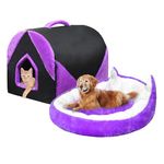 PeaceParenting Reversable Ultra Soft Bed and Igloo Tent House Combo for Cat and Dog Puppy Kitten Rabbit (Medium Size) Purple