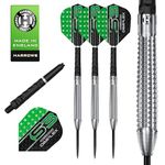 Harrows Dimplex Bomb & Tapered Darts Set I Professional Darts 90% Tungsten Steel Tip ALL Weights I 10pc Set with Black Dimplex Midi Shafts & Dimplex Flights (Tapered Shape, 26g)