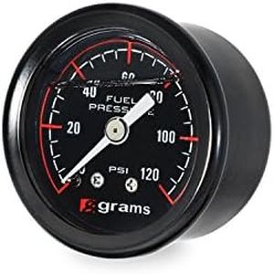 Grams Performance 120psi Fuel Pressure Gauge Blk Face G2-99-1200, Black