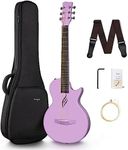 Enya Nova Go Carbon Fiber Acoustic Guitar 1/2 Size Beginner Adult Travel Acustica Guitarra w/Starter Bundle Kit of Colorful Gift Packaging, Acoustic Guitar Strap, Gig Bag, Cleaning Cloth (Purple)