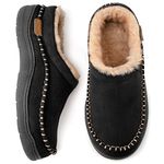 Zigzagger Men's Fuzzy Moccasin Slippers Indoor/Outdoor Fluffy House Shoes, Black,10-11 UK