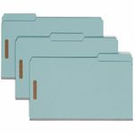 Smead 100% Recycled Pressboard Fastener File Folder, 2 Fasteners, 1/3-Cut Tab, 1" Expansion, Legal Size, Blue, 25 per Box (20000)