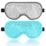 BeeVines Gel Eye Mask, 2 Pack Cooling Ice Sleeping Masks for Puffy Eyes Face for Men & Women, Cold & Warm Sleep Compress for Post Surgery, Puffiness, Allergies, Sinuses & Migraines (008 Blue & Grey)