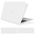 TECOOL Case Compatible with MacBook Pro 13 inch 2016-2022 (M2 M1 A2338 A2289 A2251 A2159 A1989 A1706 with Touch Bar), Ultra Thin Hard Shell [Fine Frosted Texture] & UK EU Keyboard Cover, Matte Clear