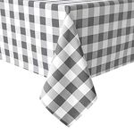 Hiasan 60 x 84 Inch Checkered Tablecloth Rectangle - Stain Resistant, Spillproof and Wahable Gingham Table Cloth for Outdoor Picnic, Kitchen and Holiday Dinner, Grey and White